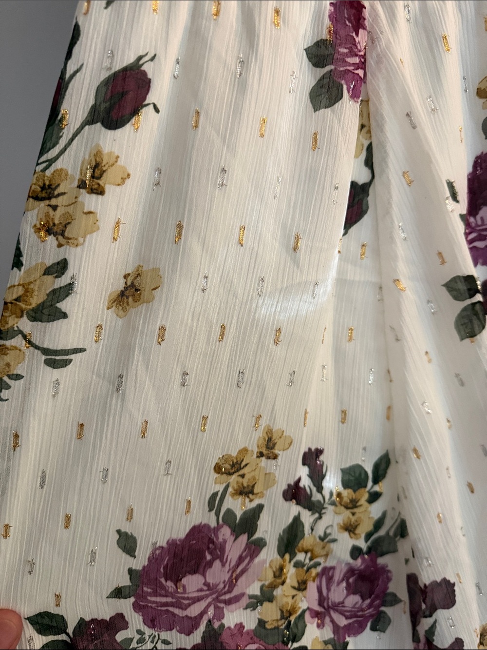 torrid Ivory chiffon cold-shoulder Midi Dress with Floral Print - Picture 3 of 7